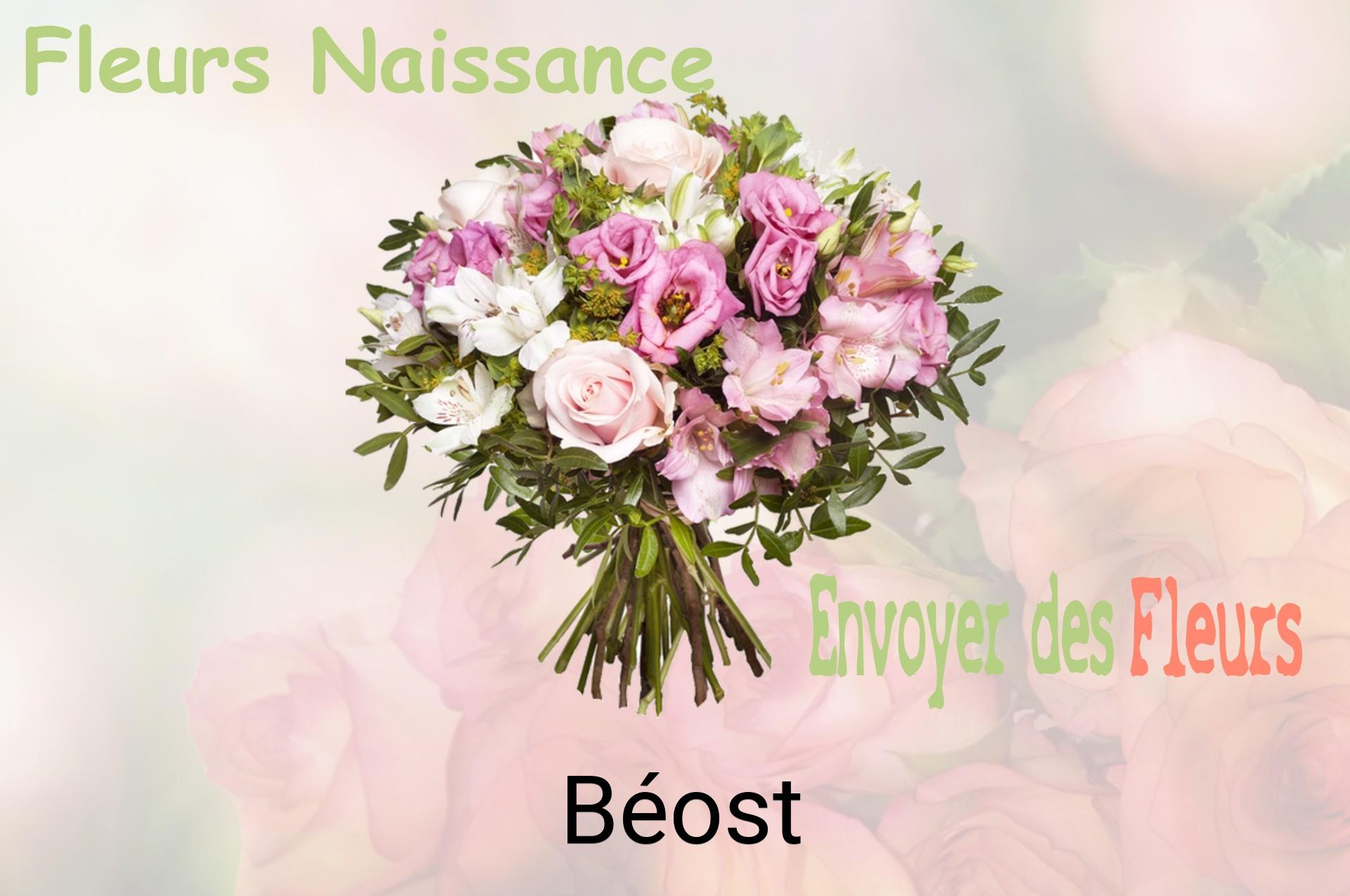 Bouquet de fleurs de naissance livré à Béost