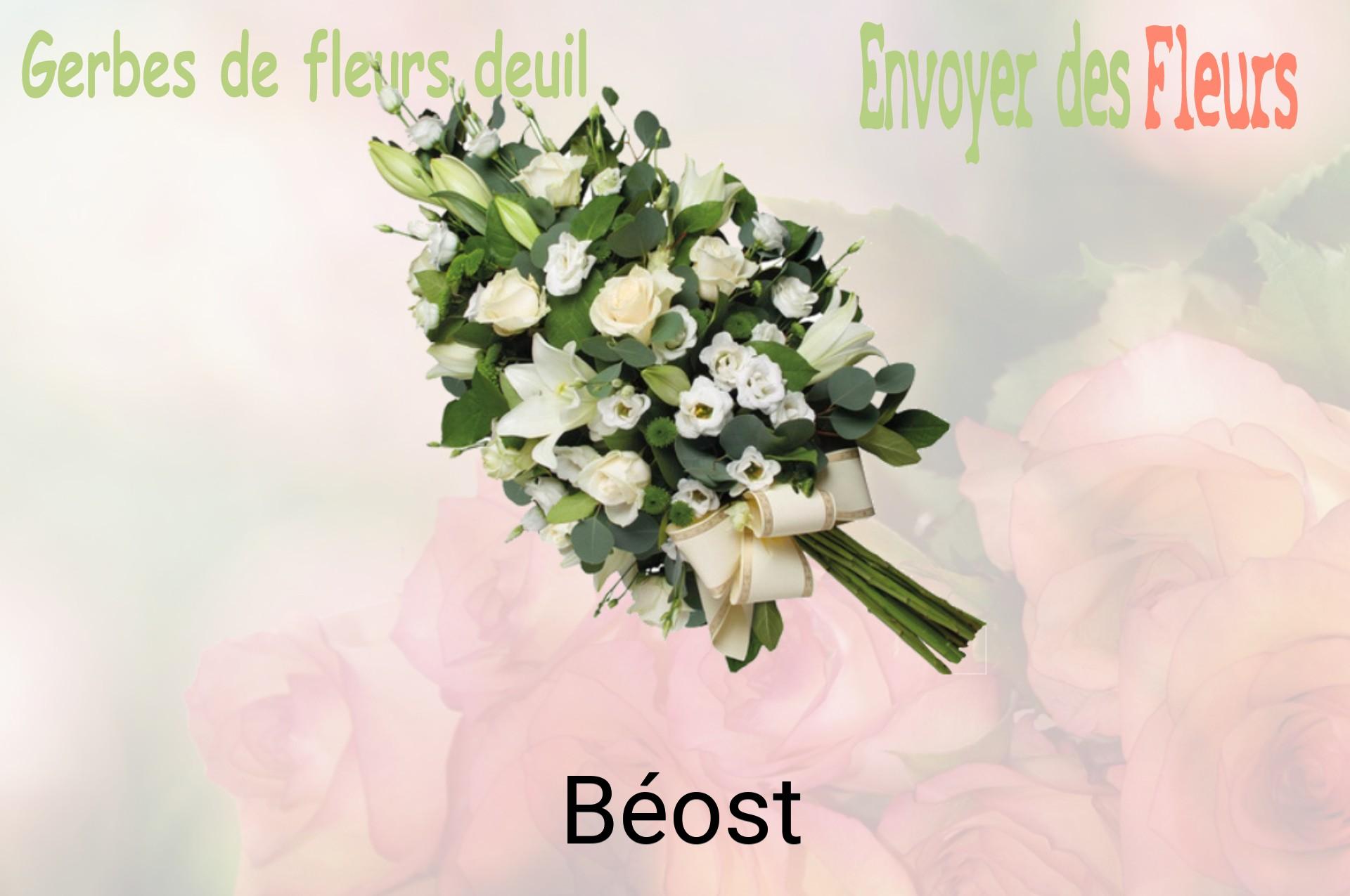 Gerbe de fleurs de deuil livrée à Béost